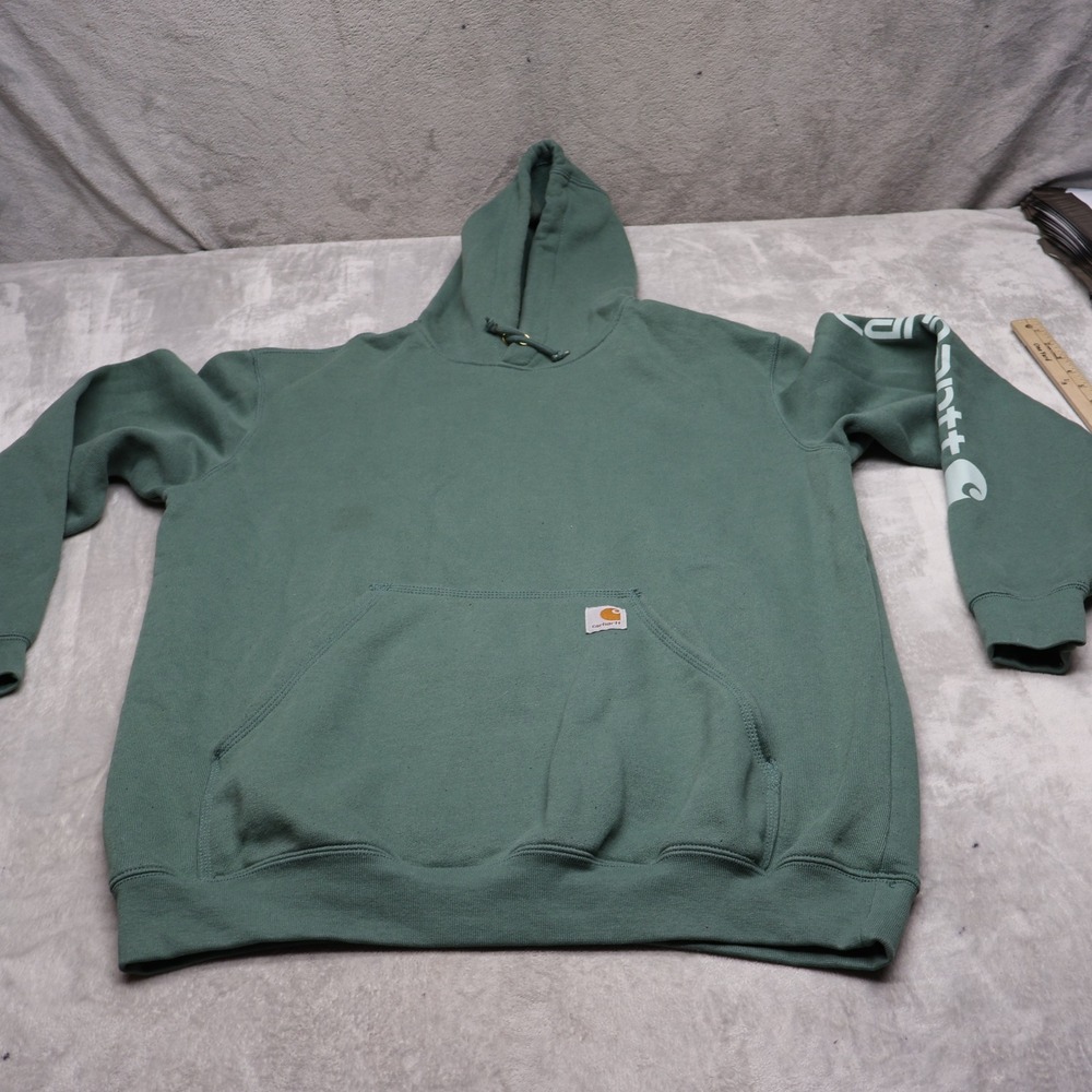 Carhartt Hoodie Men Large Green Graphic Sleeve Original Fit Pullover Iconic K288